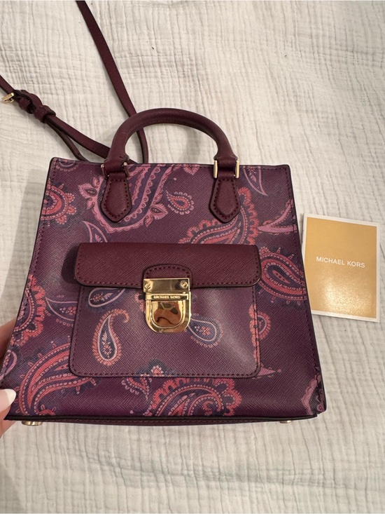 Michael Kors Handbags - Michael Kors Plum Paisley Saffiano Mini Tote with Gold Hardware